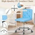 thumbnail image 6 of VECELO PU Leather Armless Office Chair with Wide Seat, Adjustable Height Mid-Back Task Chair, 360° Rolling Swivel Vanity Chair for Home Office,Blue, 6 of 9