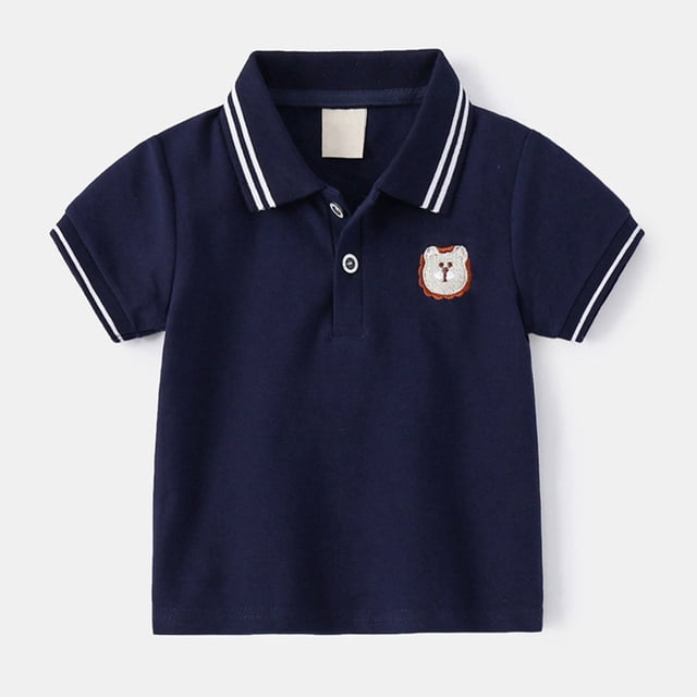 Polo pour Petits Garçons Rayé Polo Rugby à Boutons Manches Courtes Polo Garçons 5-6 Ans Tenue