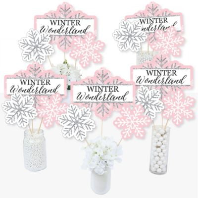 Pink Winter Wonderland Holiday Snowflake Birthday Party Or Baby