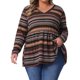 thumbnail image 1 of Agnes Orinda Disfraces de Halloween para Mujeres de Talla Grande Tops Babydoll Vintage Rayas Boho Escote en V Manga Larga Cintura Elástica Blusa Casual 2X Marrón, 1 of 6