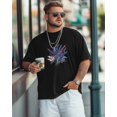 thumbnail image 2 of Men's T-Shirt Lavender Purple Plant Bouquet Embroidery Style Short Sleeve Casual Tee Classic Crew Neck T-Shirt for Men, XL, 2 of 7