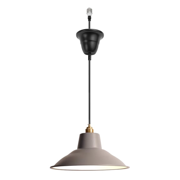 KAYYELAMP 1 Pcs Ceiling Light Convert Pendant E26 Base Connections Dia 14.17" Grey Metal Shade 3.2ft Cord Conversion Kit for E26 Spot Lamp Nordic Style