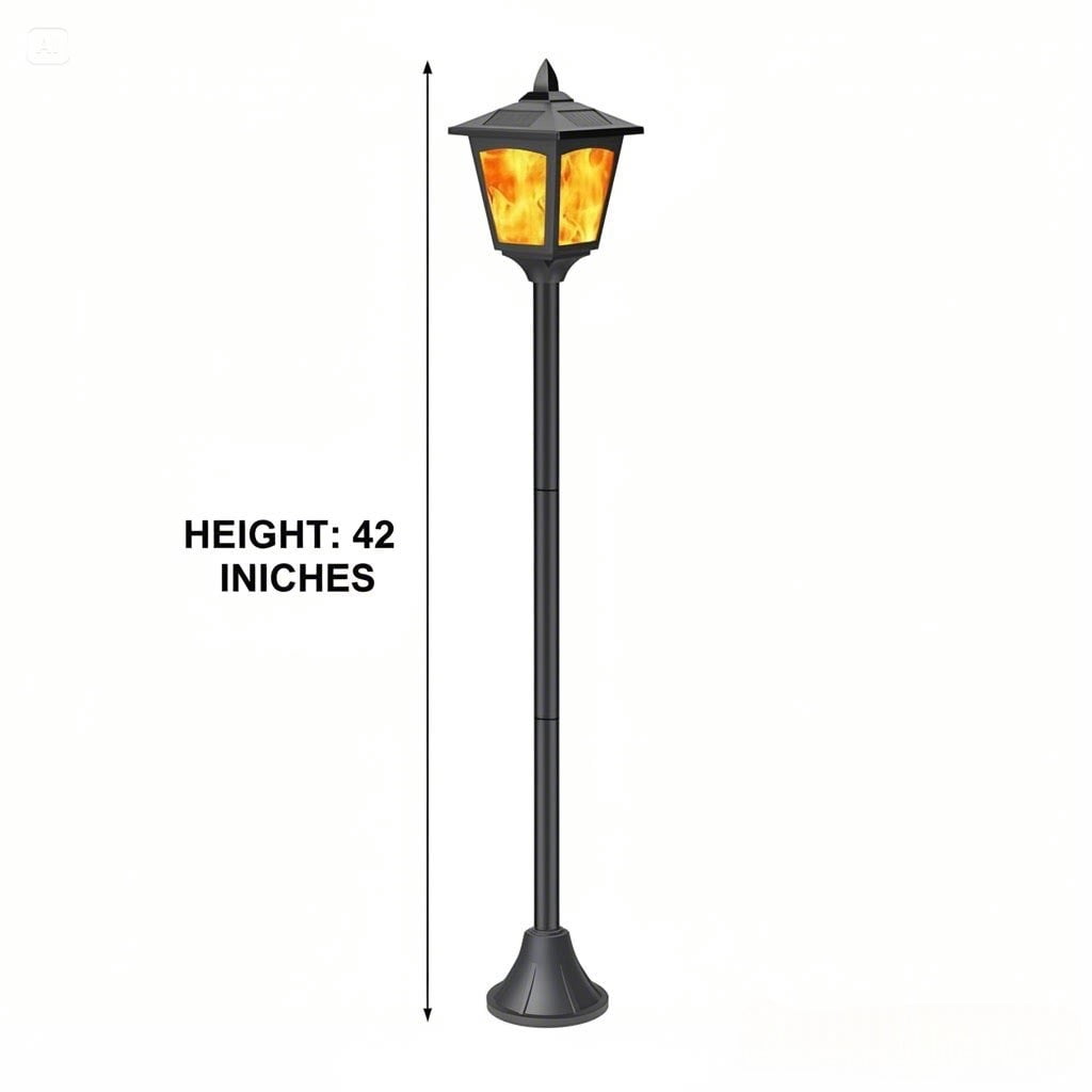 Kanstar 2 pack 40" Solar Flame Flickering Lights Outdoor, LED Post Lanterns for Garden & Pathway, Waterproof