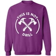 thumbnail image 2 of OXI Crewneck Sweatshirt - This is Not Drill, Basic Casual Sweatshirts for Men's and Women Fleece Sweatshirt Long Sleeve - Purple Small, 2 of 2