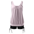 thumbnail image 4 of Women Swimsuits Solid Color Stylish Ruffle Tankini Tops with Boyshorts Light Purple Women Bathing Suits L, 4 of 6