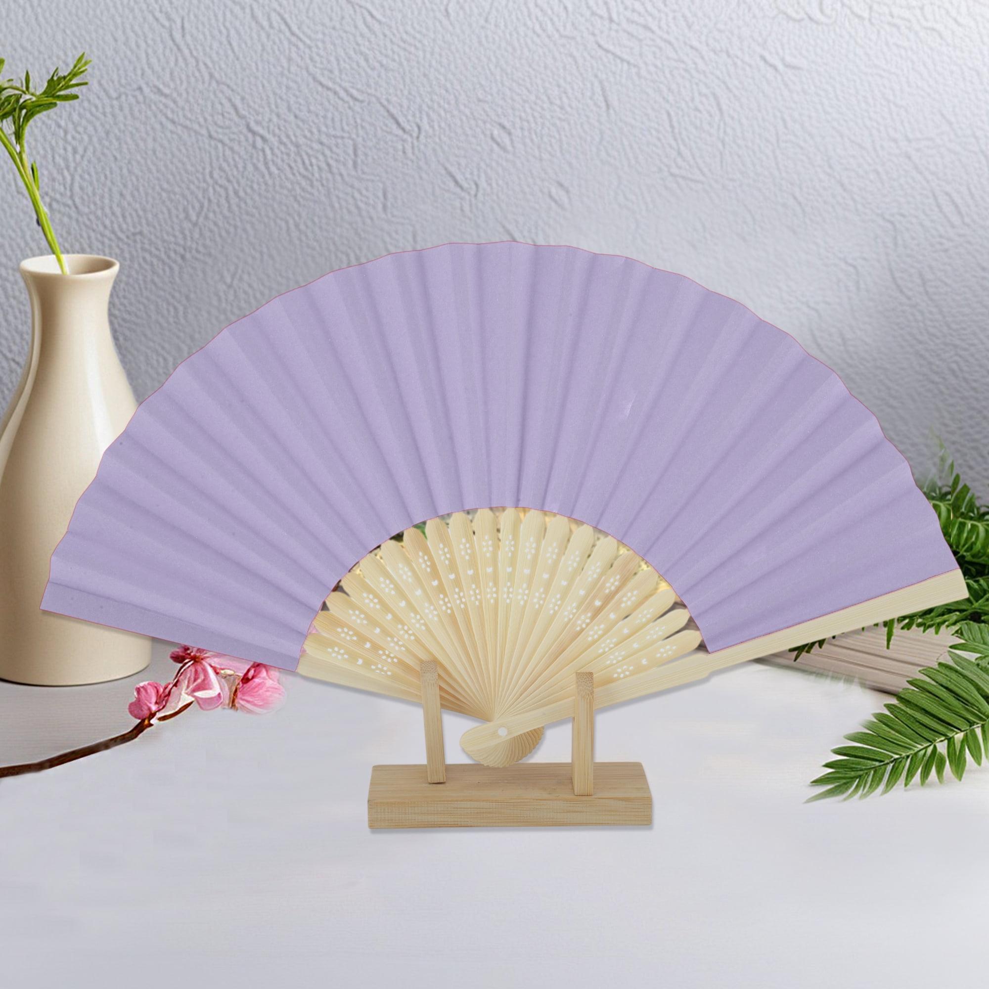 Unique Bargains Portable DIY 7-Inch Blank Folding Fan 1 Pc Light Purple
