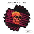 thumbnail image 3 of Placemats Set of 4 / 6, Skull And Flag Usa Placemats for Dining Table Indoor/Outdoors Heat Resistant Washable Placemats 18" x 12", 3 of 8
