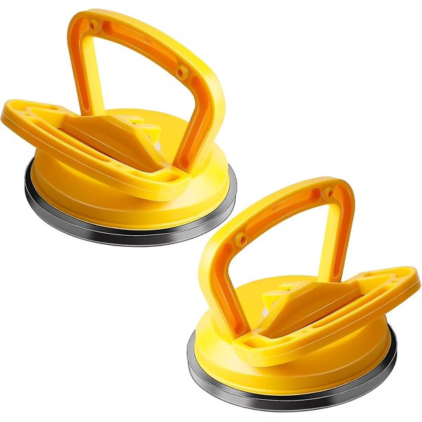 2x ventosas de vidrio, elevador de ventosas, ventosas de goma, capacidad de carga máx. 30/40 Kg 118 Mm, Amarillo