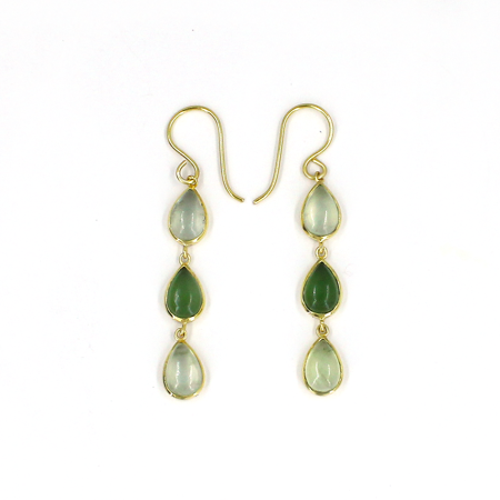 Maya 18K Gold Plated Natural serpentine And Prehnite gemstone Drop Earrings For Her