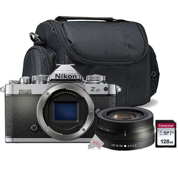 Nikon Z fc Mirrorless Digital Camera Body + Nikon NIKKOR Z DX 16-50mm f/3.5-6.3 VR Lens + 128GB Memory Card + Case