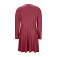 thumbnail image 7 of Xdegoge Knit Ribbed Dress for Women Long Sleeve A Line Midi Dresses with Crew Neck and Fitted Waist, Casual Office Wear, 7 of 7