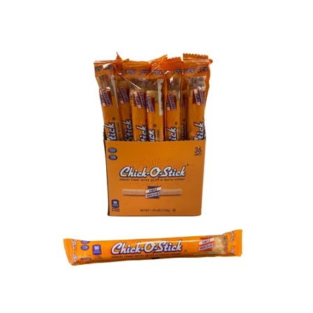 Chick O Stick .7 oz Candy Sticks – 36 Count Box – Old-Fashioned Peanut Butter Coconut Crunch Candy – Retro Bulk Candy for Sharing, Gift Baskets & Office Snacks