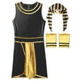 thumbnail image 4 of TiaoBug Men King Pharaoh Costume Egyptian King Sleeveless Dress with Cuffs Snake Head Hat for Halloween Black 3XL, 4 of 6