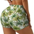 thumbnail image 2 of Sigee Green Hawaii Palms Print Women's High Waist Workout Shorts - Squat Proof, Tummy Control, Yoga and Gym Activewear-Small, 2 of 9