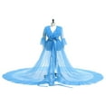 thumbnail image 1 of Robe Kimono Femme en Tulle Transparent Manches Longues Évasées Robe de Nuit Lingerie, 1 of 4