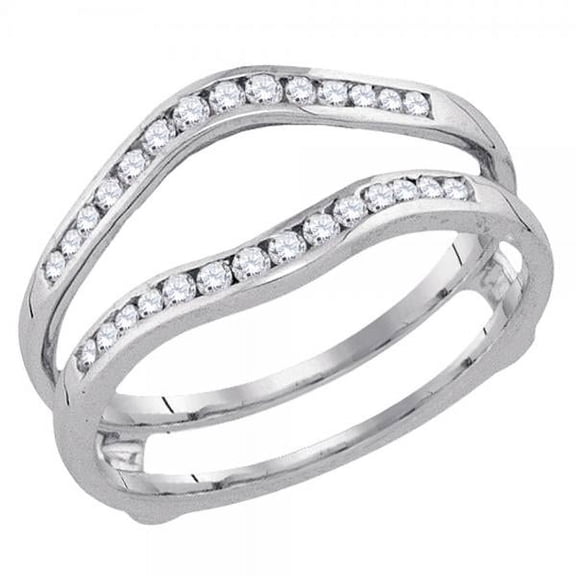 Dazzlingrock Collection 0.25 Carat (ctw) 14K Round White Diamond Ladies Anniversary Enhancer Guard Wedding Band 1/4 CT, White Gold