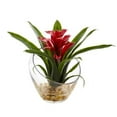 thumbnail image 1 of Nearly Natural 1535-R D 8 in. Tropical Bromeliad in Angled Vase Artificial Arrangement, Red, 1 of 2