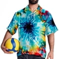 thumbnail image 4 of tie dye26 Men's Casual Spread Collar Hawaiian Short Sleeve Button Down Summer Beach Tops, 4 of 6