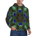 thumbnail image 2 of Naloa Peacock Feathers Men's Casual Hooded Collar Drawstring Hoodies Pullover Sweatshirts Casual Long Sleeve Shirts-3X-Large, 2 of 7