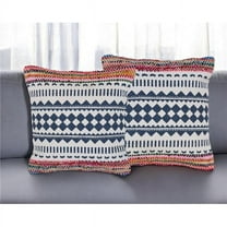 HomeRoots 554582 Blue Geometric Cotton Throw Pillow - Set of 2