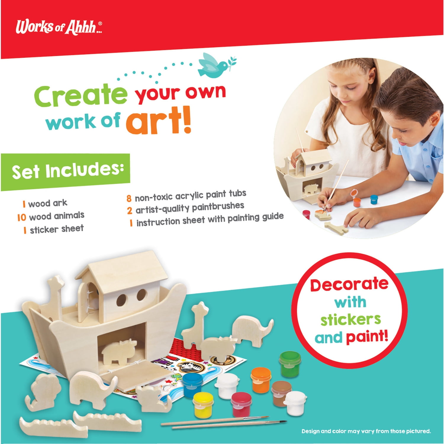 Works of Ahhh Craft Set - Noahs Ark Premium Wood Paint Kit