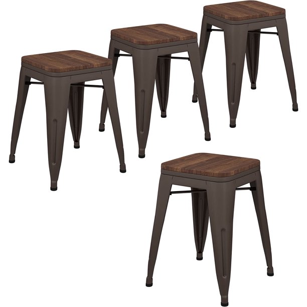 Andeworld 18 inch Stools Metal Dining Chairs Set of 4 Stackable Kids