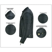 Mens Motorbike Leather Jacket Distress Zip Up Motorcycle Protection Jackets Natural Black-42