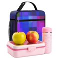 thumbnail image 6 of Blue and Purple Checkered Pattern Insulated Lunch Bag Teens,Lunch Box for Men Women for Work,Picnic or Travel,10.2x9.5x4.3 Inches,8 Can Capacity, 6 of 6