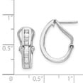 thumbnail image 2 of Finest Gold 14K White Gold Baguette Diamond Omega Back Hoop Earrings, 2 of 2