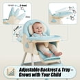 thumbnail image 2 of YUCHANG 4- in-1 Baby High Chair,Adjustable Convertible Infant Baby Feeding Chair Booster for Eating with Detachable Double Tray,5 Point Harness, 2 of 6