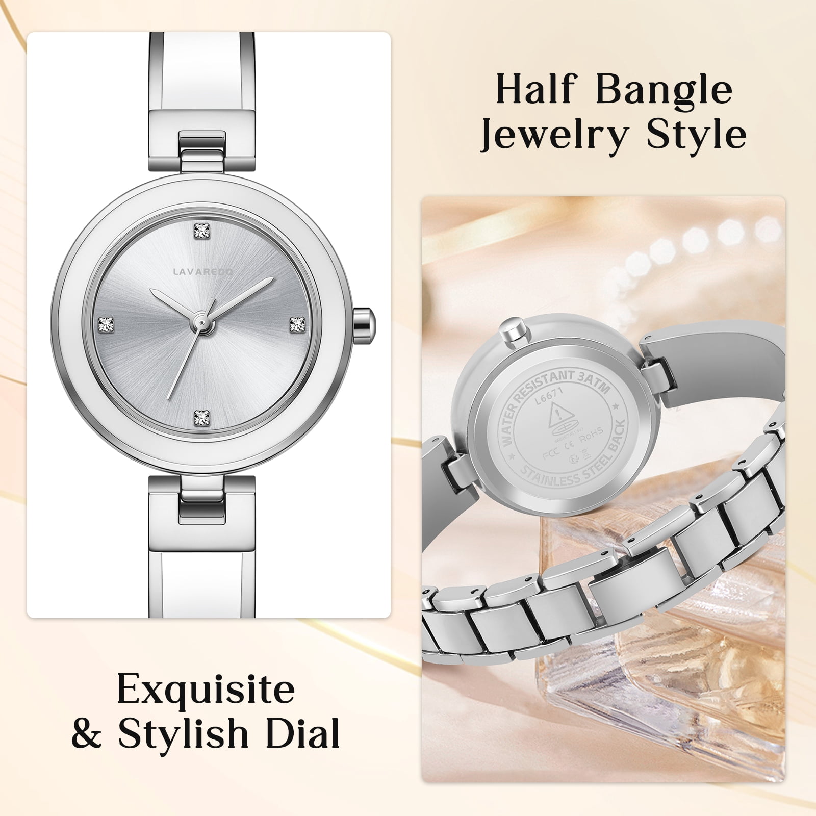 Bomieux Woman Watches Elegant Bangle Watch for Women with Adjustable Strap 3ATM Water Resistance Gift for Woman