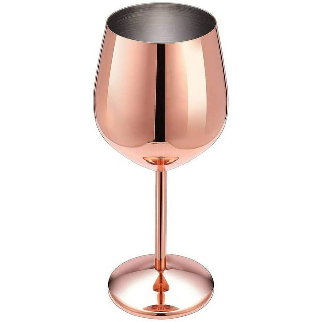 Acabado satinado elegante, diseño irrompible: copas de vino con aislamiento térmico para eventos al aire libre y cenas en interiores, acero inoxidable 304, capacidad de 18,5 oz, oro rosa, juego de 4,