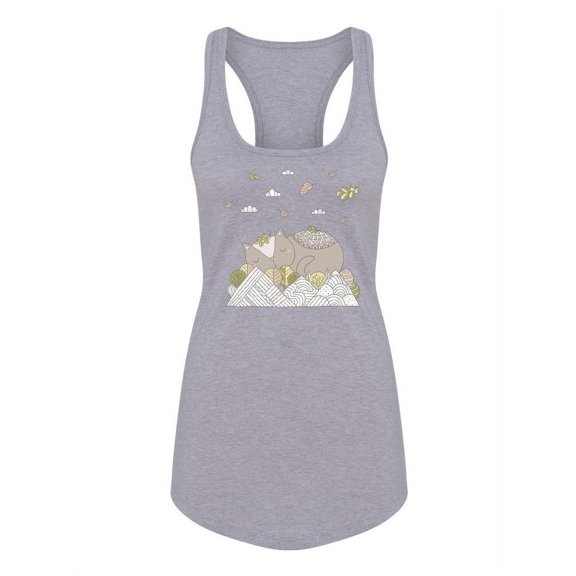 Cat Sleeping On Mountains Racerback Tank Women -Image by Shutterstock, Female Large
