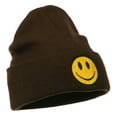 thumbnail image 5 of Smile Face Embroidered Long Beanie - Brown OSFM, 5 of 5