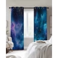thumbnail image 2 of Blackout Curtains for Bedroom, Starry Sky Room Darkening Window Drapes for Living Room, Modern Rustic Blue Purple Ombre Star Night Thermal Insulated Grommet Curtains, 27.5x39 inch, 2 Panels, 2 of 9