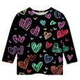 thumbnail image 4 of OGLCCG Girls Heart Printed 3/4 Sleeve Tops Loose Crewneck Tunic Pullover Tops Dressy Casual Cute Lightweight Valentines Shirts for Teens 3-12 Years, 4 of 4