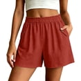 thumbnail image 2 of Utoimkio Women's Crinkle Gauze Shorts,Elastic High Waist with Button Detail Pockets, 2 of 7