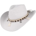 thumbnail image 1 of Dam Sommar Halm Cowboy Cowgirl Hatt Solhattar Bred Brätte Strand Semester Halmhatt med Skalband, 1 of 5