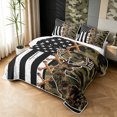 thumbnail image 3 of Manfei Minimalst Camo Deer Bed Spread Queen, Contemporary Art US Flag Queen Coverlet Set, Coyote Brown, 3-Piece, 1 Quilt and 2 Pillowcases, 3 of 7