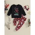 thumbnail image 2 of Suealasg Kids Girls Christmas Outfits Clothes 6M 1T 2T 3T Baby Girls Long Sleeve Letter Deer Print Sweatshirt+Sweatpants 2Piece Christmas-themed Clothing for Toddler Girl, 2 of 9