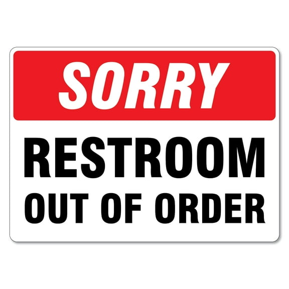 Toilet Sign – Sorry Restroom Out Of Order Directional Signs Toilet Signs Metal Tin Sign Caution Danger Safety Security Warning Notice Signs Size: 8 x 12 inch