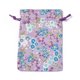 thumbnail image 2 of Burlap Packing Pouches Drawstring Bags Rectangle with Flower Pattern Purple 14.2~14.7x10~10.3cm, 2 of 2
