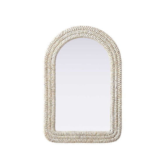 Elegant D?cor Arch Cornhusk Mirror 24x36 in Linen White