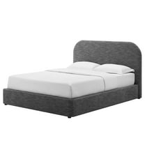 Platform Bed Frame, King Size, Grey Gray, Fabric, Bedroom, Modern Contemporary HB36813