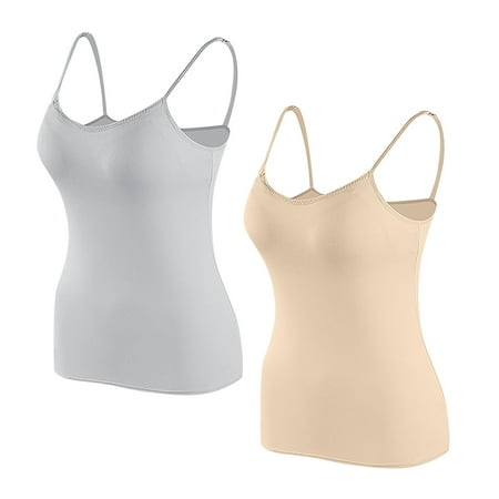 Mrat Wireless Push up Bras for Women Women s 2pc Sports Bra Wirefree Medium Support Yoga Camisoles Gym Running Workout Tank Tops S-369 Gray L