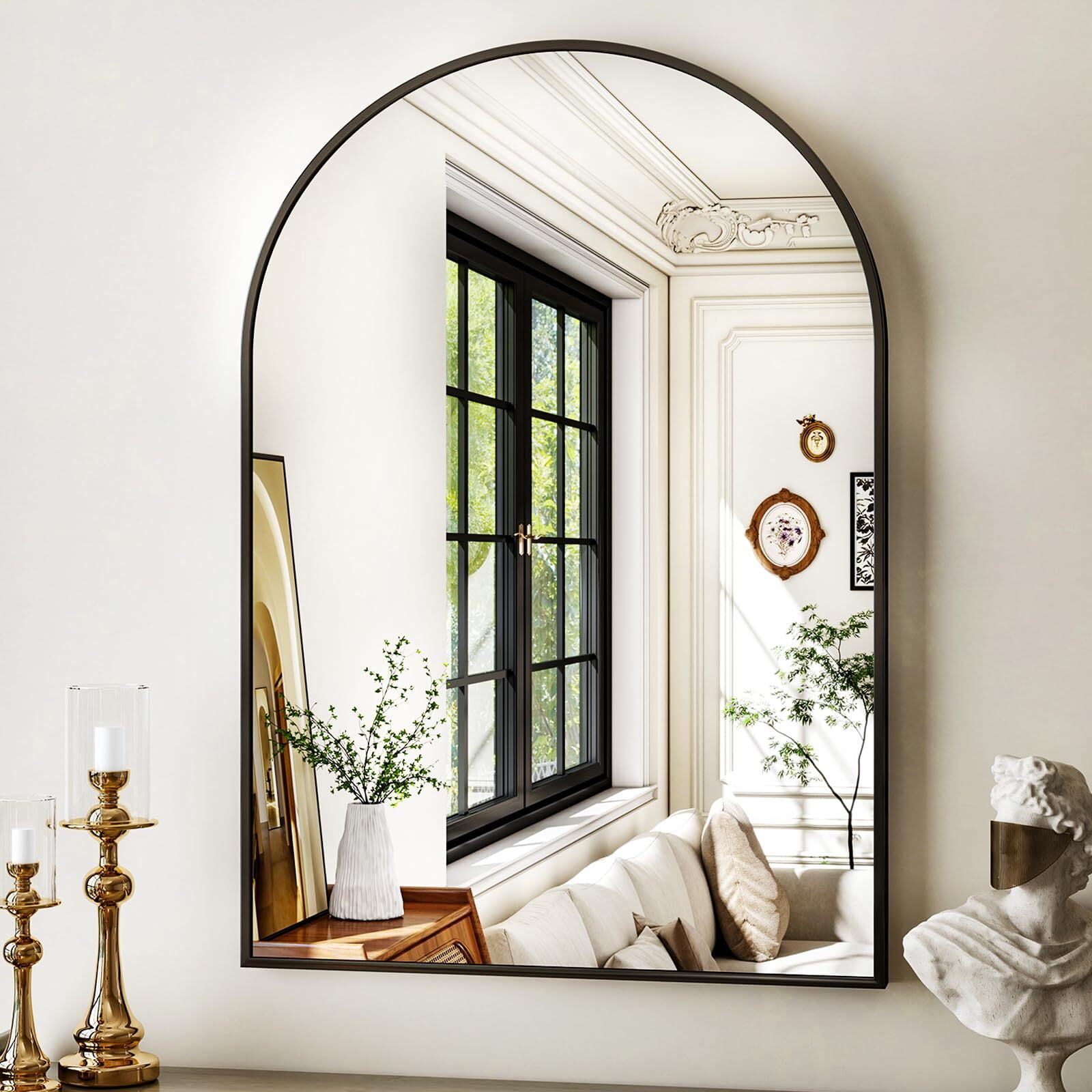 Lumora 36"x24.2" Arched Bathroom Mirror Vanity Wall-Mounted Mirror, Black