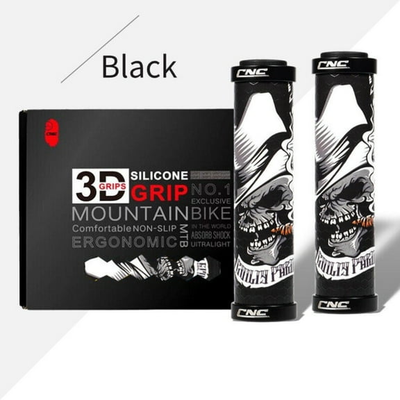 Mountain Bicycle Stylish Skull Pattern Double Locking Lock On Grip MTB Mountain Road Bike Cycle Bicycle Handle Bar Grips