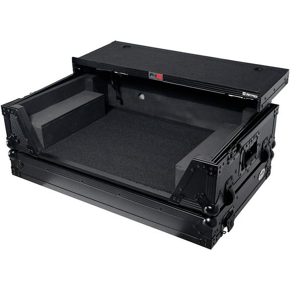 Fits Pioneer DDJ-FLX10 Case BLACK ON BLACK w/ Sliding Laptop Shelf & Wheels