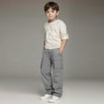 thumbnail image 2 of Kogui Kids Cargo Pants Boys Teenage Trendy Casual Straight-Leg Cargo Pants Large Pockets Size 8-9 (Grey,8-9 Years), 2 of 8