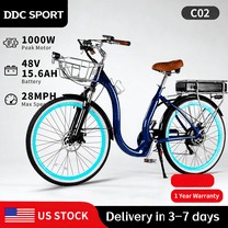 26 Inch Cruiser Electric Bike, E-Bike for Adults with 48V 15.6AH Removable Battery, Step Through Ebike for Women Men